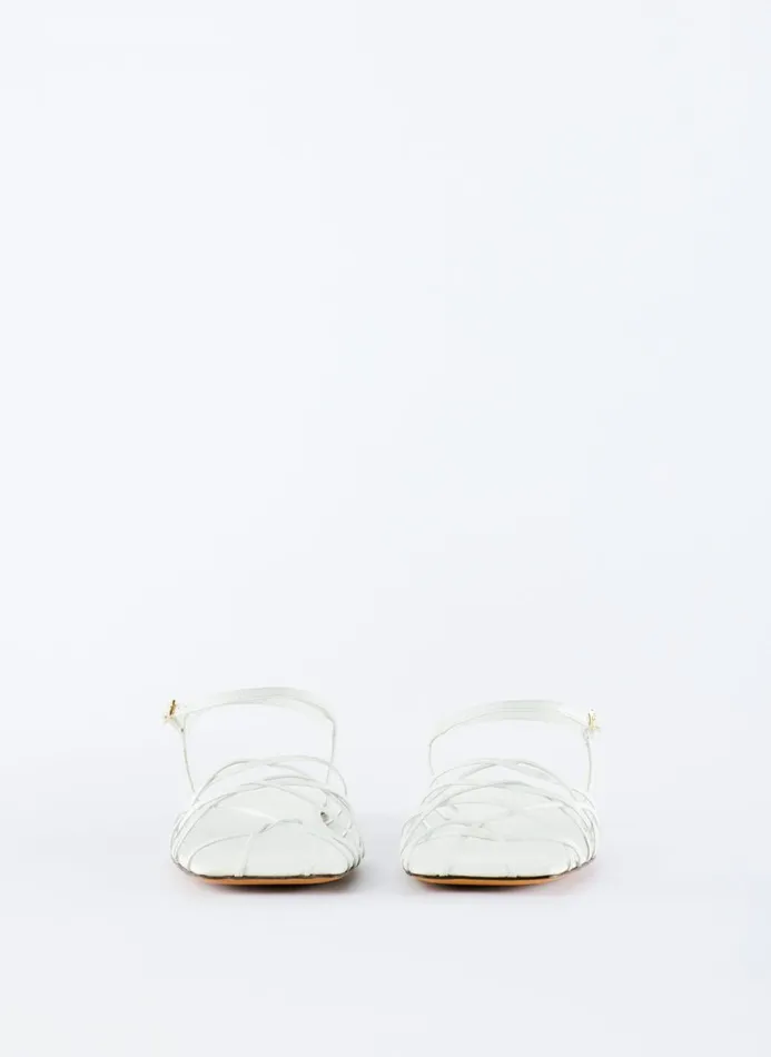 Women Flats Tibi Berneice Kidskin Sandal Optic White