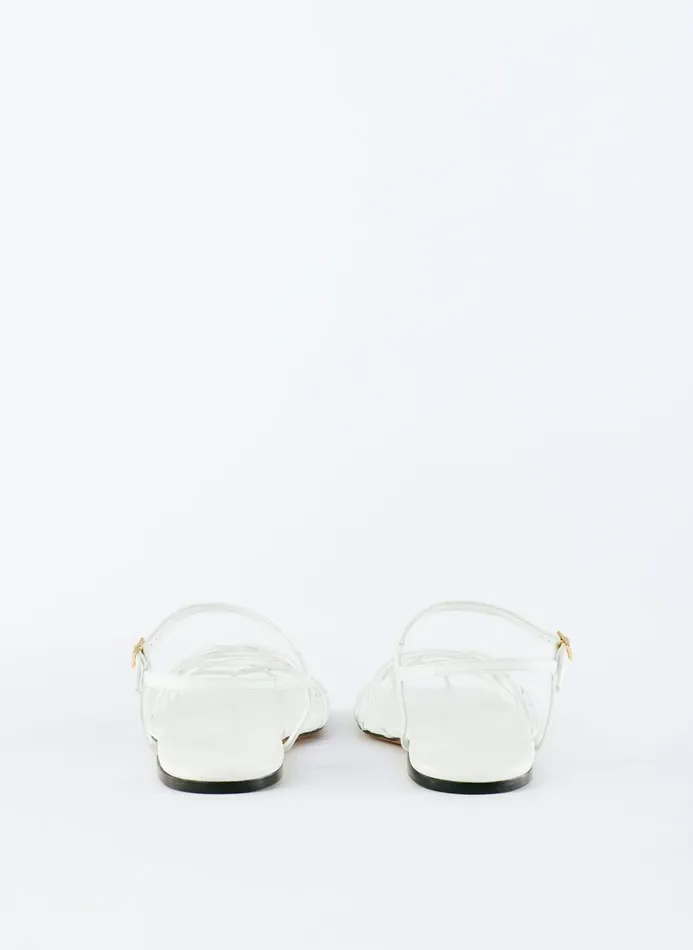 Women Flats Tibi Berneice Kidskin Sandal Optic White