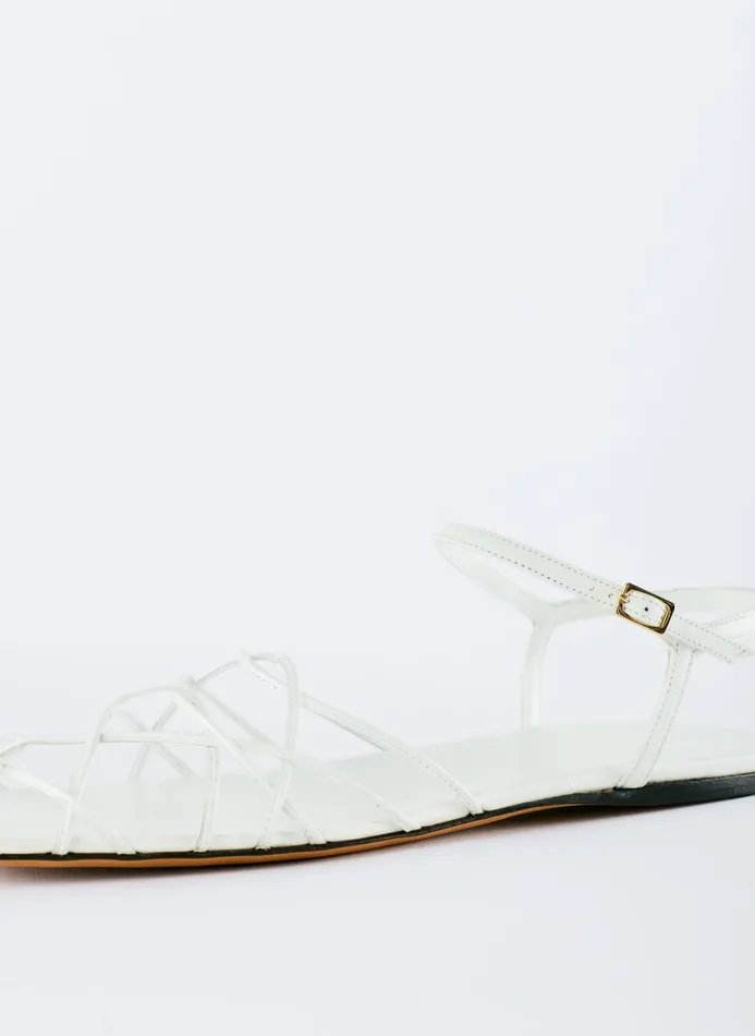 Women Flats Tibi Berneice Kidskin Sandal Optic White