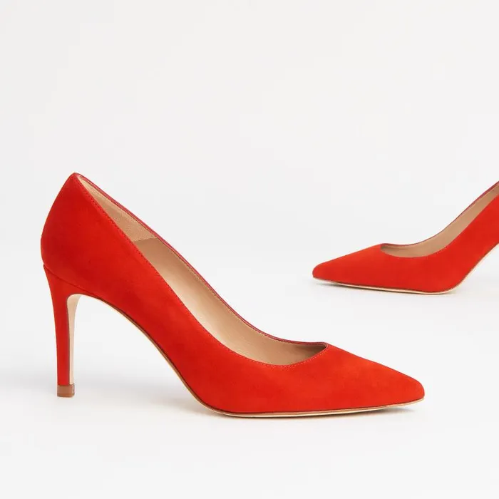 Women Floret Scarlet Red Suede Pointed Toe Courts Red LKBennett Court Shoes