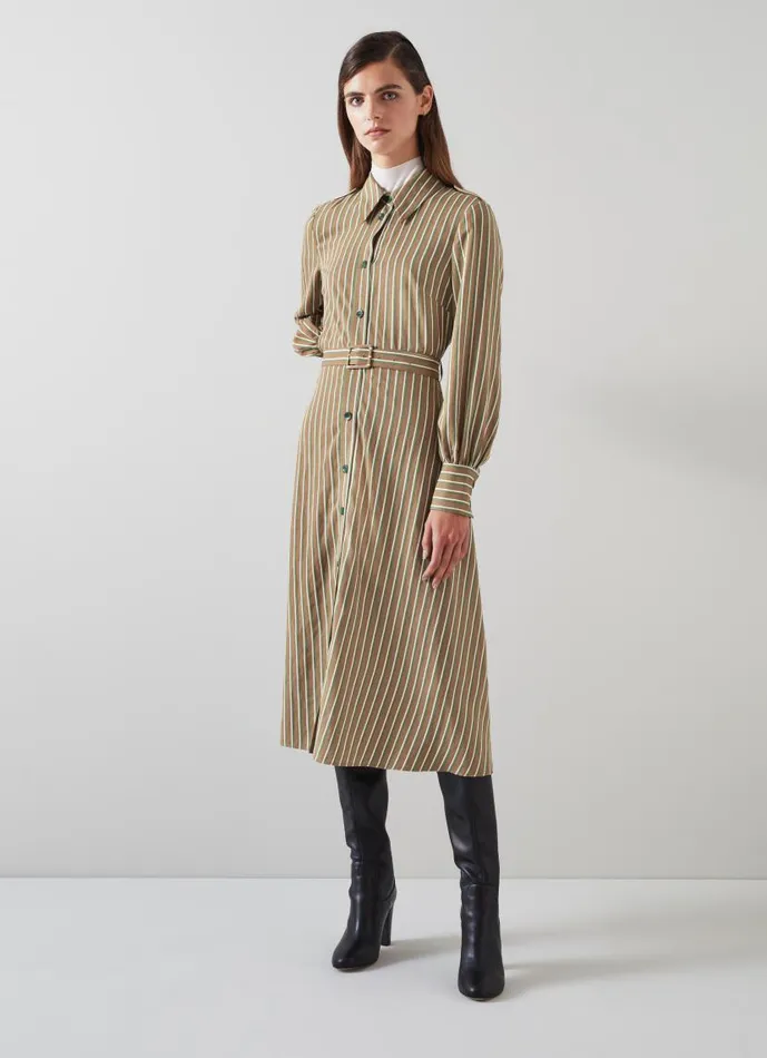 Women Frances Striped Sustainable Viscose Rich Shirt Dress Multi LKBennett Dresses