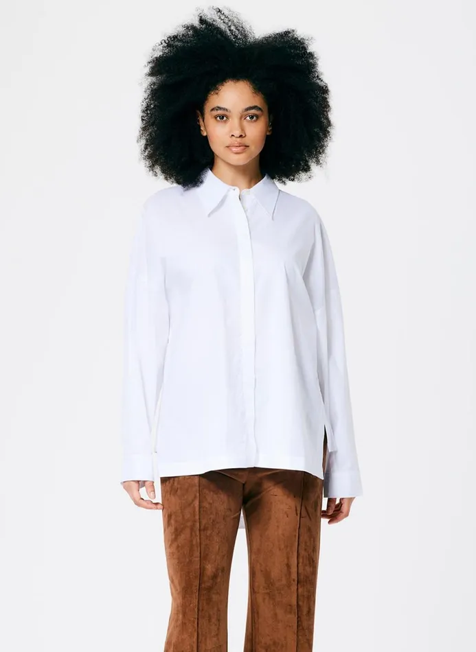 Women Fundamentals Tibi Classic Shirting Oversized Gabe Shirt White