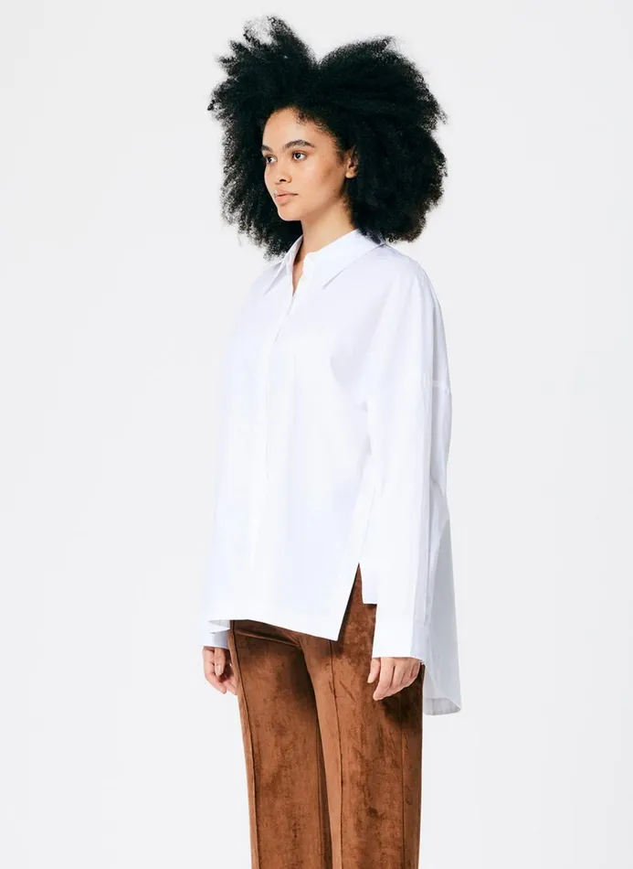Women Fundamentals Tibi Classic Shirting Oversized Gabe Shirt White