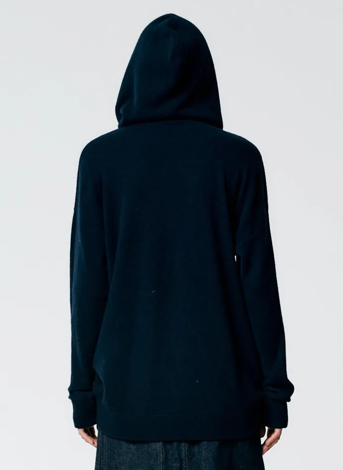 Women Fundamentals Tibi Feather Weight Cashmere Easy Men039s Hoodie Navy