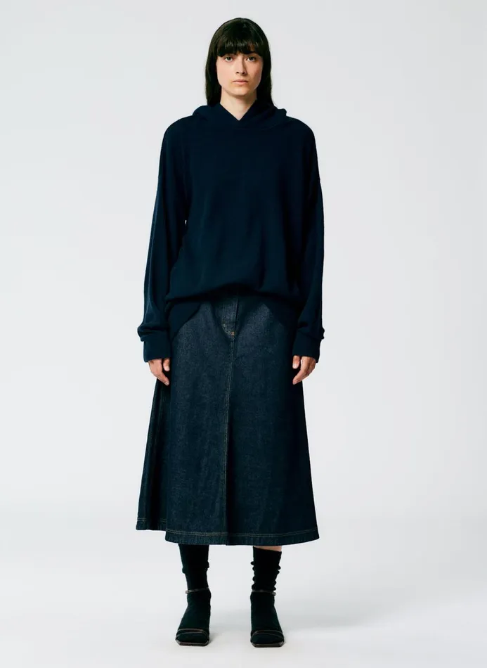 Women Fundamentals Tibi Feather Weight Cashmere Easy Men039s Hoodie Navy
