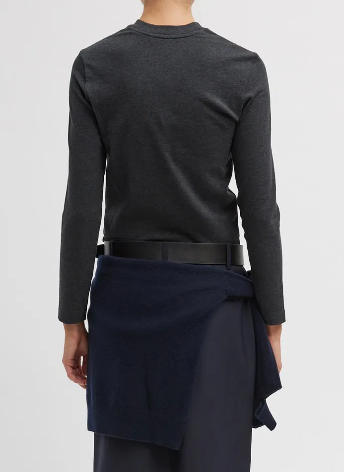 Women Fundamentals Tibi Perfect TShirt Shrunken VNeck Charcoal Grey