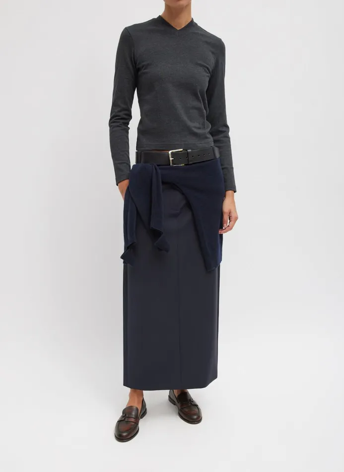 Women Fundamentals Tibi Perfect TShirt Shrunken VNeck Charcoal Grey