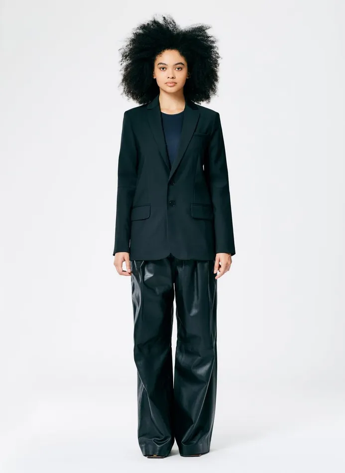 Women Fundamentals Tibi Tropical Wool Cutout Sleeve Marlon Blazer Black