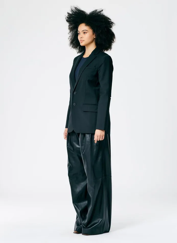 Women Fundamentals Tibi Tropical Wool Cutout Sleeve Marlon Blazer Black