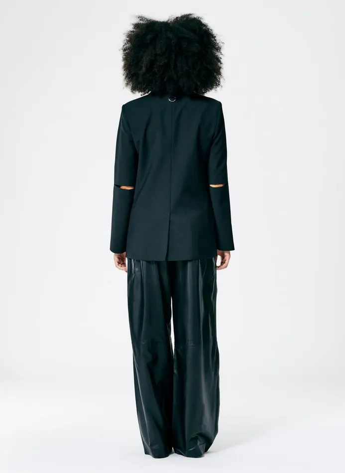 Women Fundamentals Tibi Tropical Wool Cutout Sleeve Marlon Blazer Black