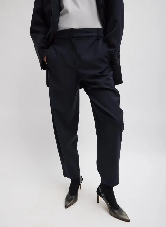 Women Fundamentals Tibi Tropical Wool Reese Sculpted Trouser Navy