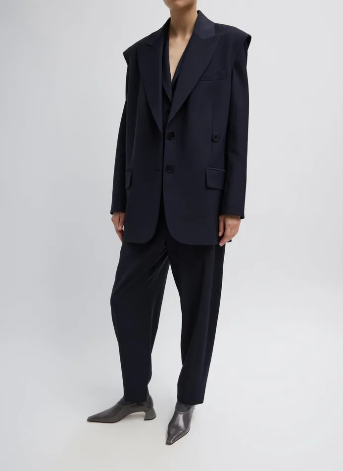 Women Fundamentals Tibi Tropical Wool Reese Sculpted Trouser Navy