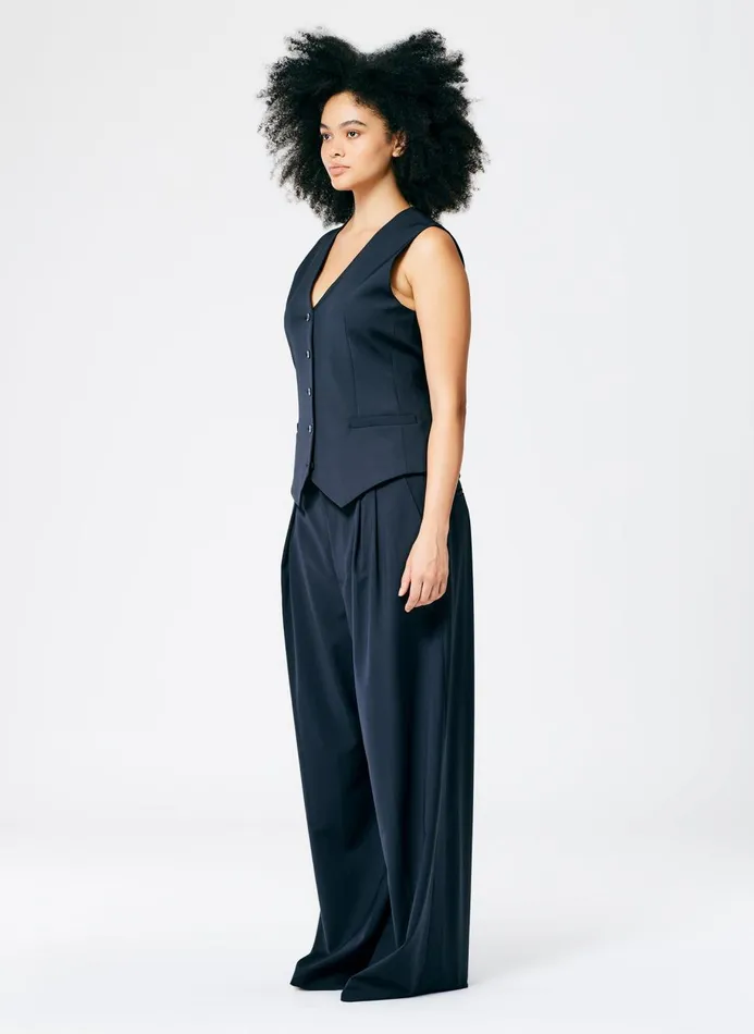 Women Fundamentals Tibi Tropical Wool Vest Navy