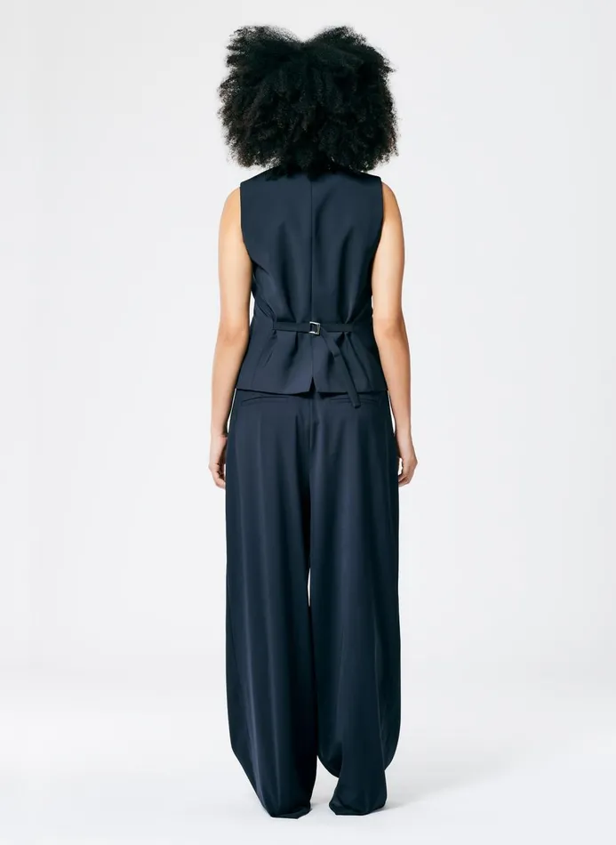 Women Fundamentals Tibi Tropical Wool Vest Navy