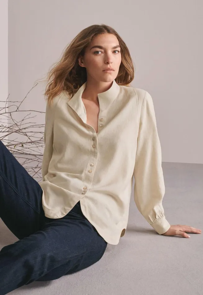 Women Funnelneck Blouse Pale Natural Poetry Fashion Shirts and Tunics