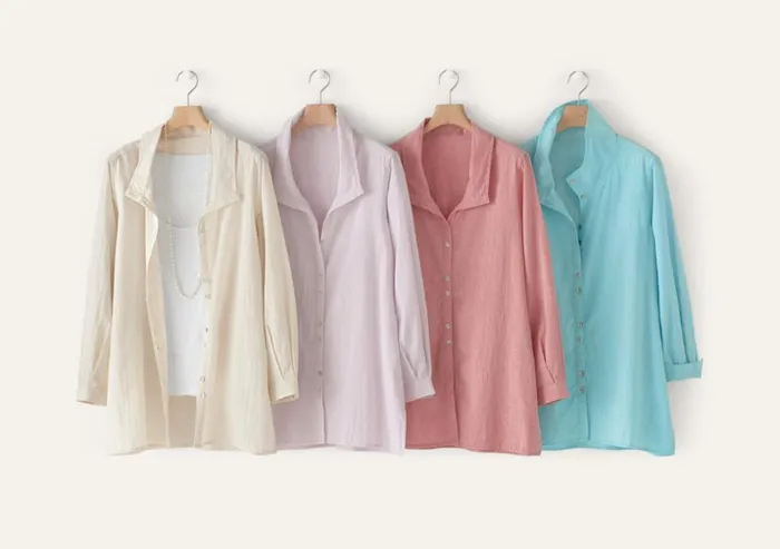 Women Funnelneck Shirt Pale Lavender Poetry Fashion Shirts and Tunics