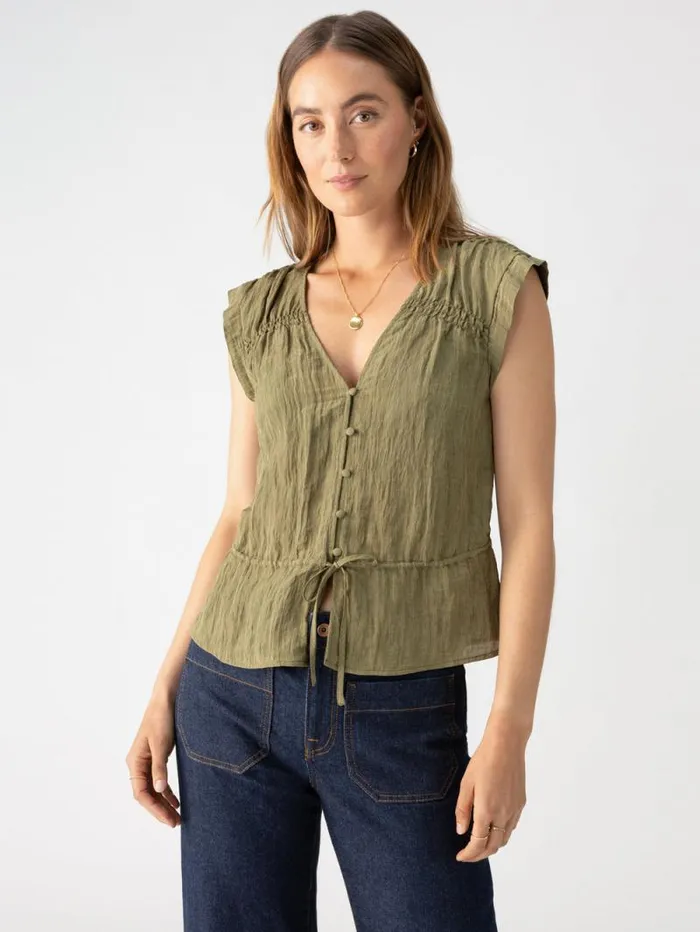 Women Gathered Shell Blouse Burnt Olive Sanctuary Clothing Tees and Tops