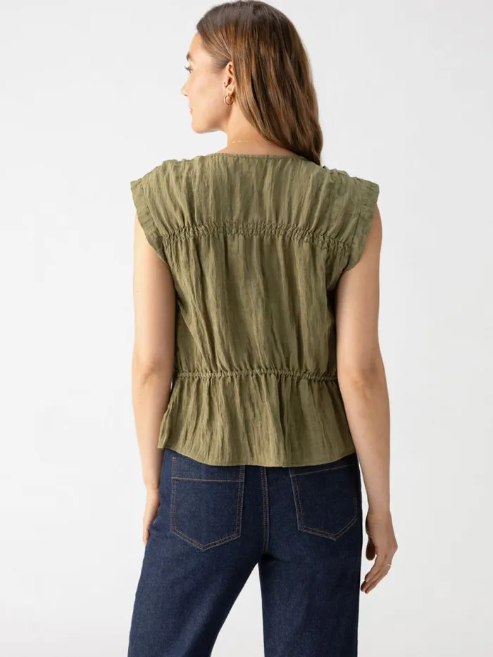 Women Gathered Shell Blouse Burnt Olive Sanctuary Clothing Tees and Tops