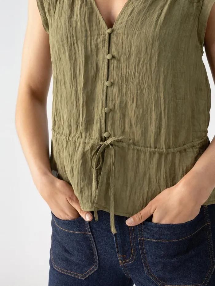 Women Gathered Shell Blouse Burnt Olive Sanctuary Clothing Tees and Tops