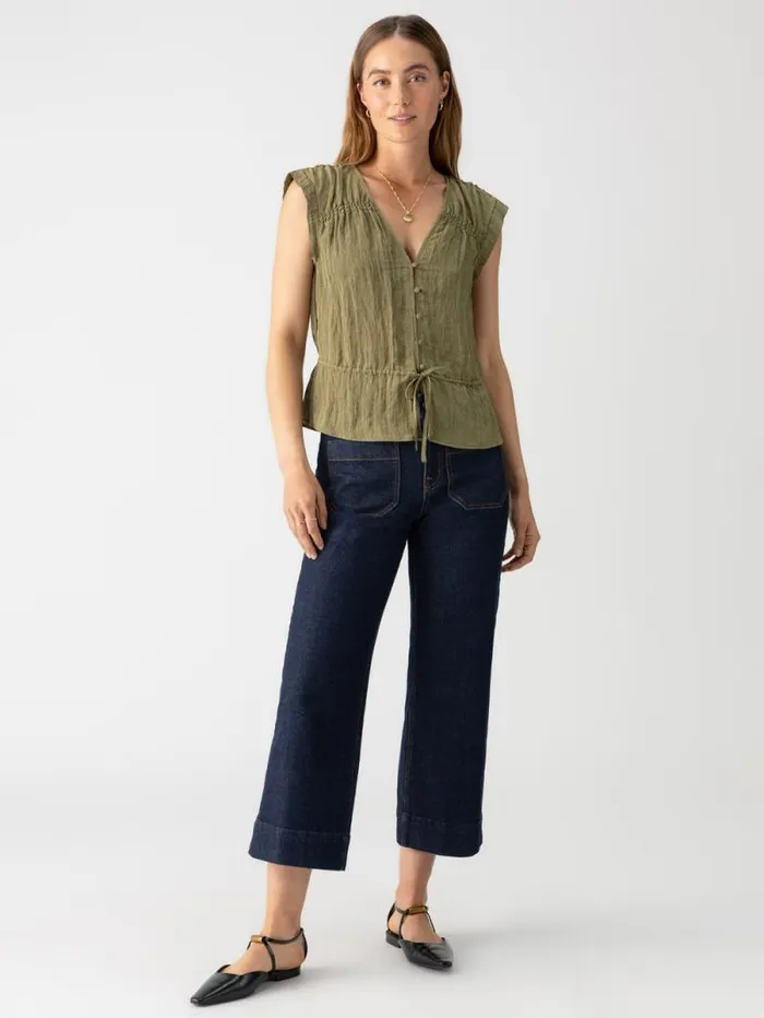 Women Gathered Shell Blouse Burnt Olive Sanctuary Clothing Tees and Tops