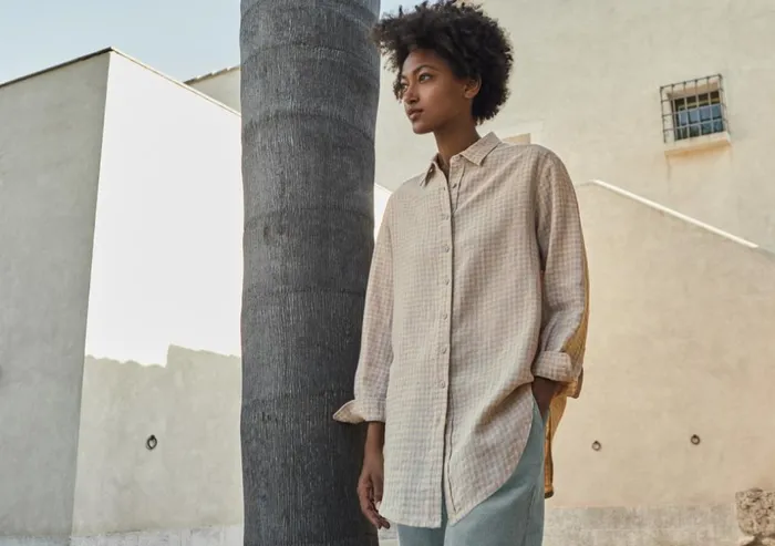Women Gingham Checked Shirt Natural Grey Poetry Fashion Shirts and Tunics