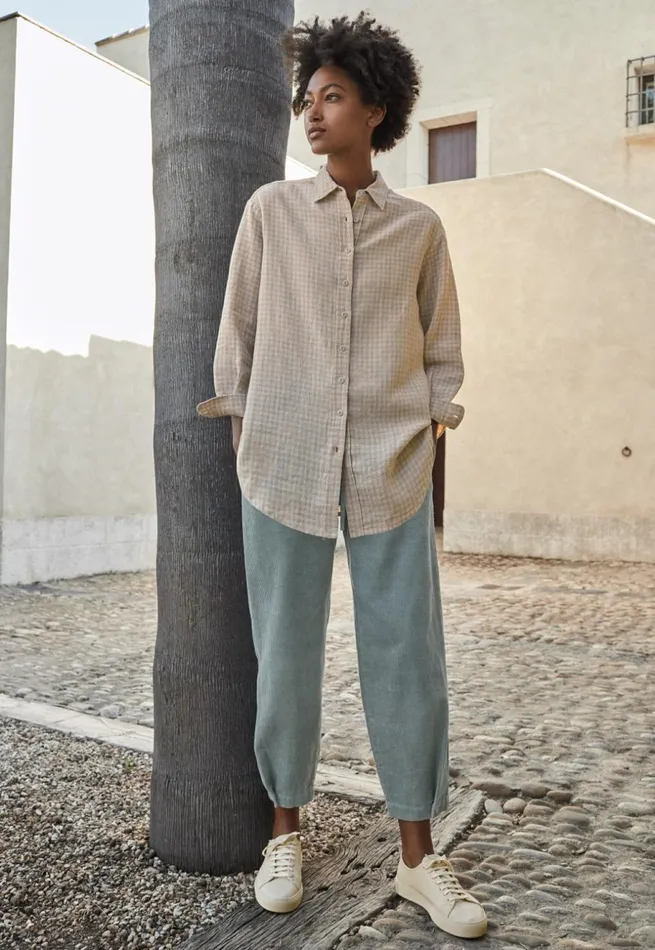 Women Gingham Checked Shirt Natural Grey Poetry Fashion Shirts and Tunics