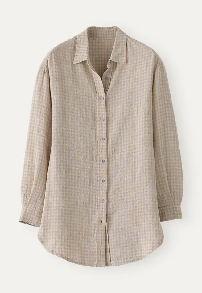 Women Gingham Checked Shirt Natural Grey Poetry Fashion Shirts and Tunics