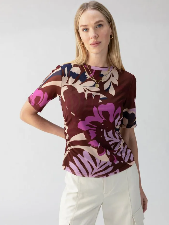 Women Half Sleeve Perfect Mesh Tee South Palm Rich Clay Sanctuary Clothing Tees and Tops Women Half Sleeve Perfect Mesh Tee South Palm Rich Clay Sanctuary Clothing Tees and Tops