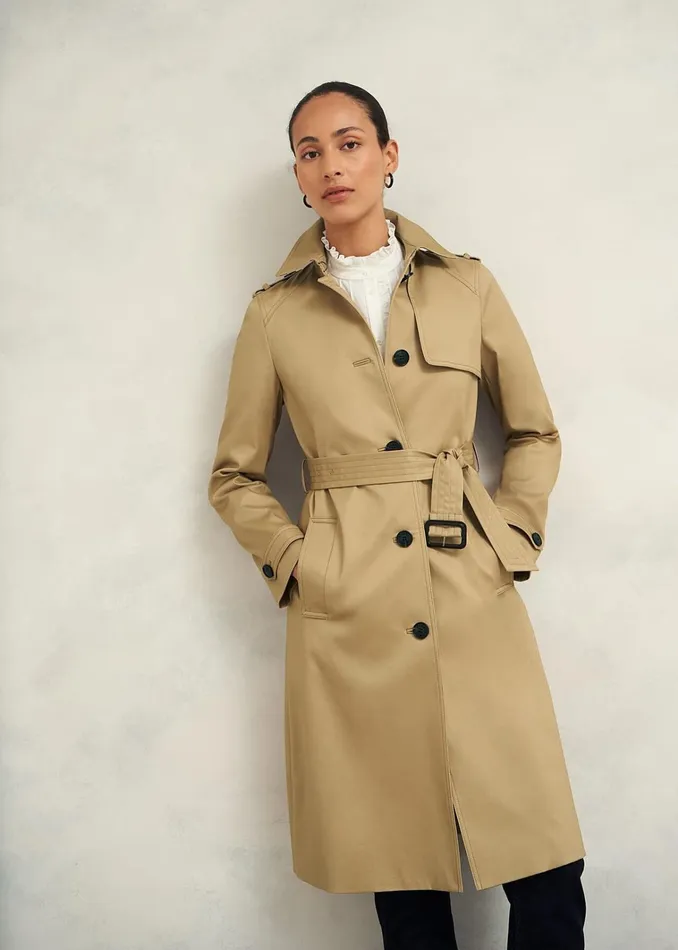 Women Hallie Shower Resistant Trench Coat Fawn Beige Hobbs Coats and Jackets