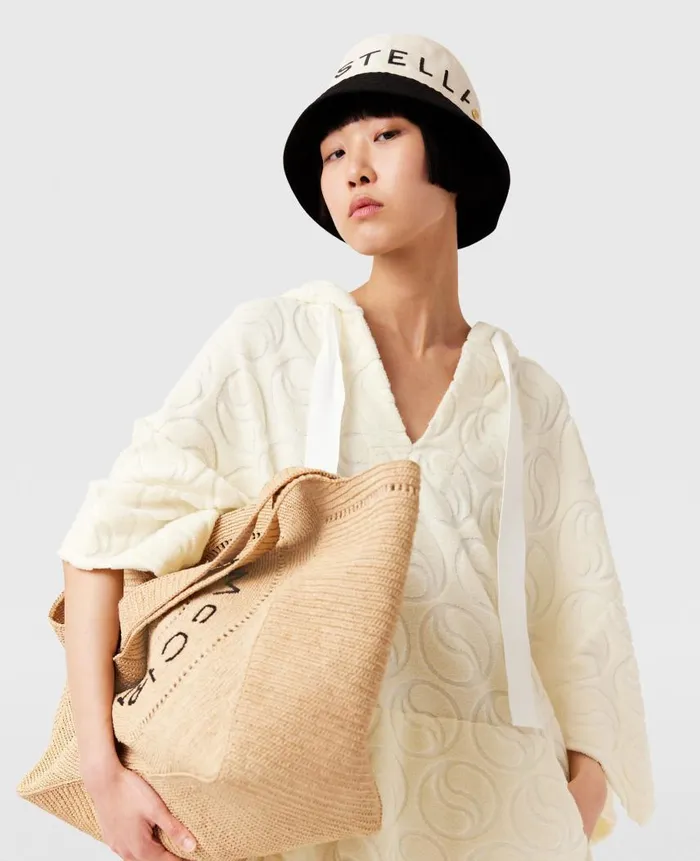 Women Hats And Scarves Stella McCartney Logo Monochrome Visor Natural