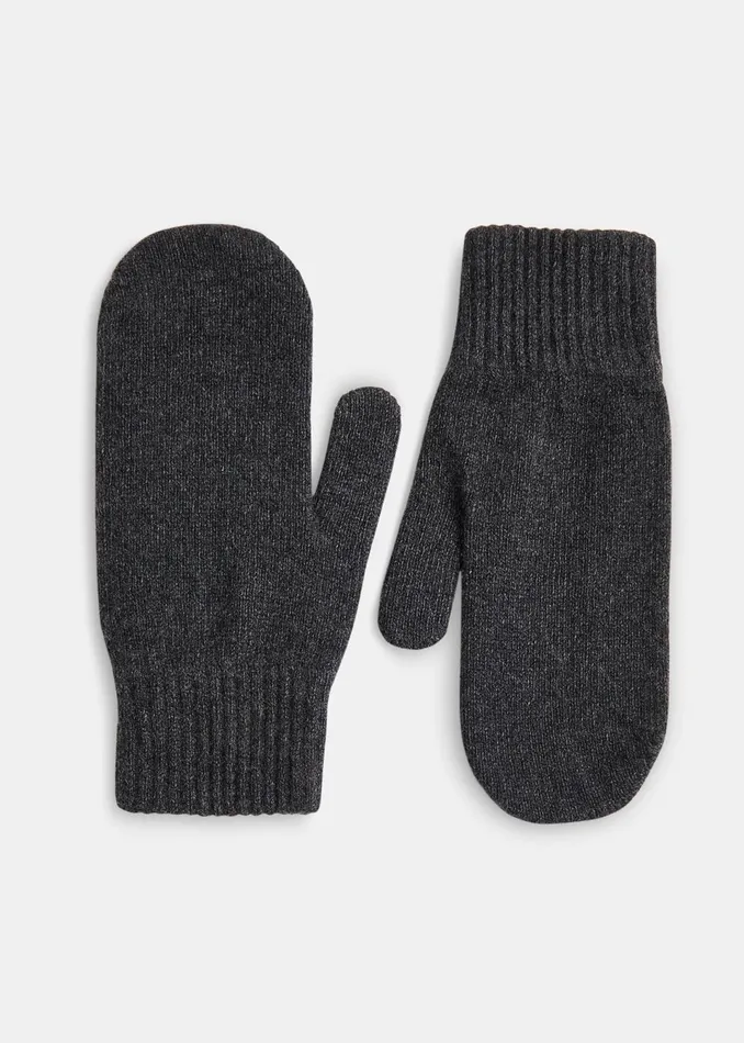 Women Hats Gloves and Scarves Whistles Dark Grey Cashmere Wool Blend Mittens