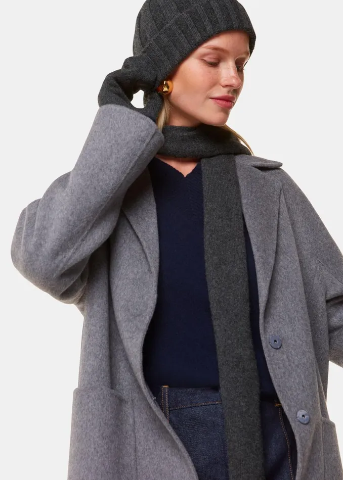 Women Hats Gloves and Scarves Whistles Dark Grey Cashmere Wool Blend Mittens