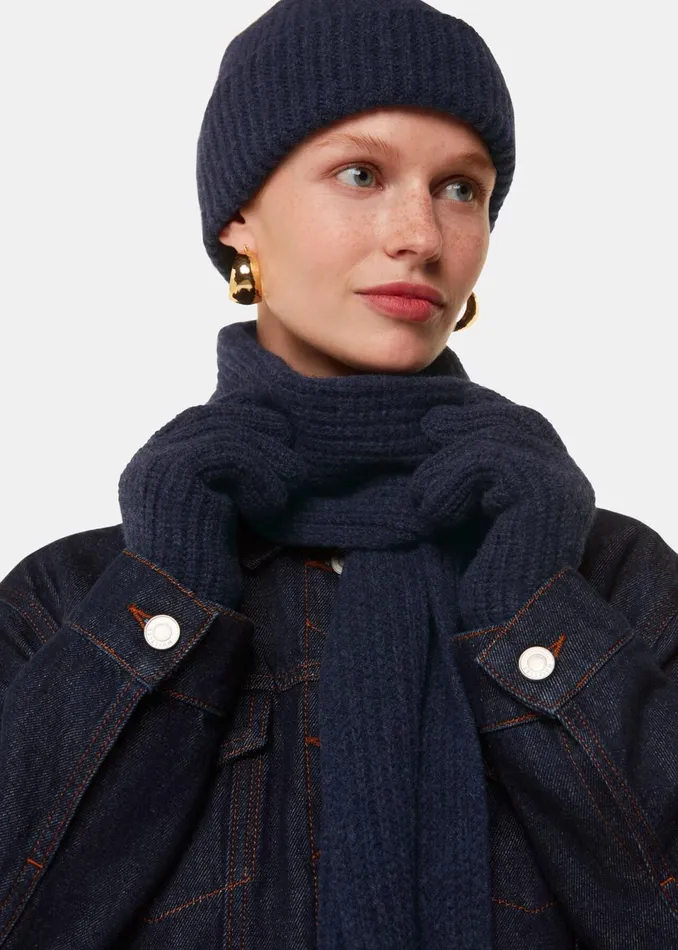 Women Hats Gloves and Scarves Whistles Navy Lambswool Hat