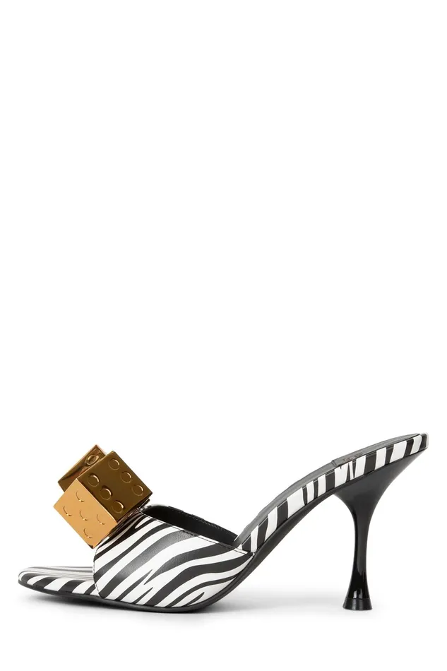 Women Heel Jeffrey Campbell DICE Black White Zebra Silver