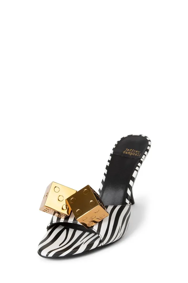 Women Heel Jeffrey Campbell DICE Black White Zebra Silver