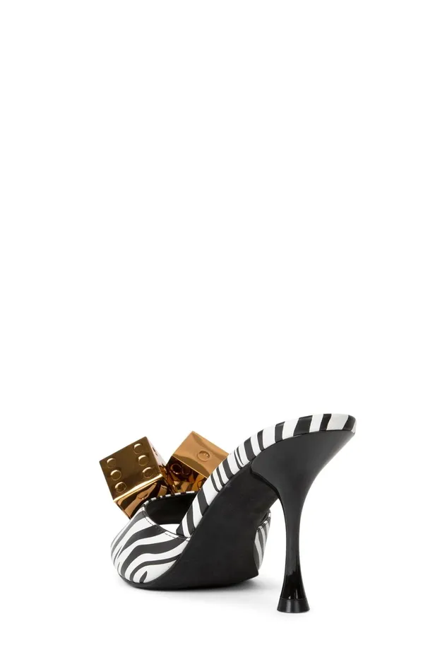 Women Heel Jeffrey Campbell DICE Black White Zebra Silver