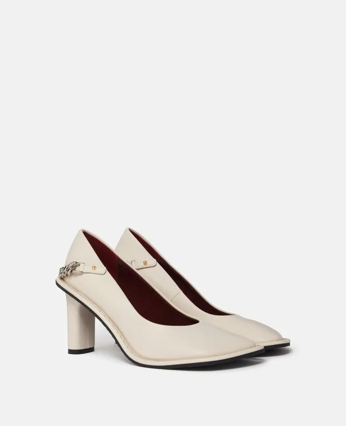 Women Heels Stella McCartney Ryder Falabella Chain Heels Greggio White