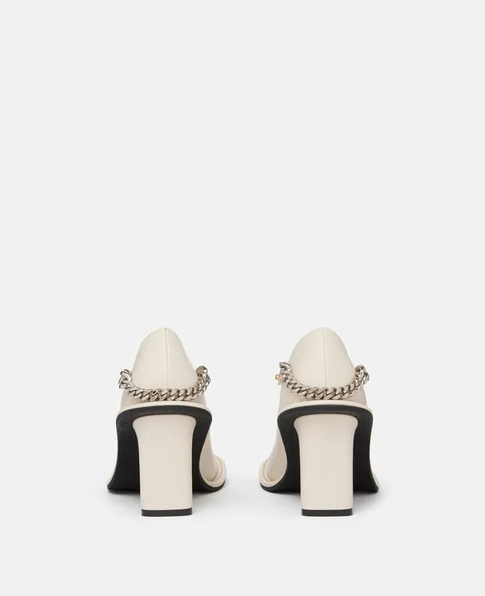 Women Heels Stella McCartney Ryder Falabella Chain Heels Greggio White
