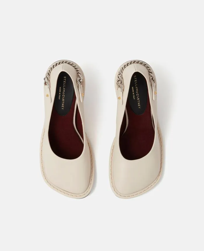 Women Heels Stella McCartney Ryder Falabella Chain Heels Greggio White
