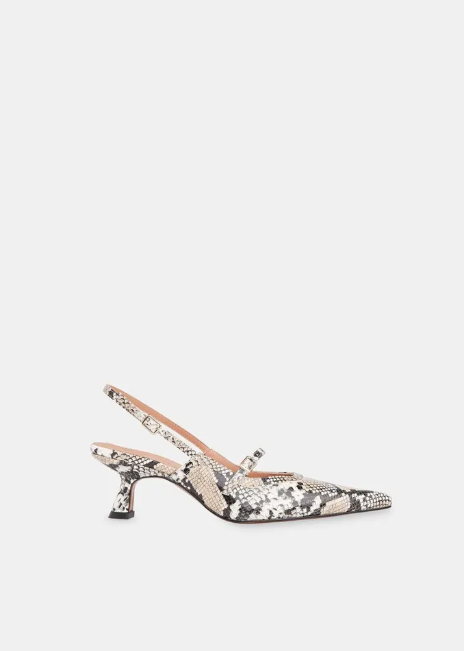 Women Heels Whistles Black Nila Snake Slingback Heel