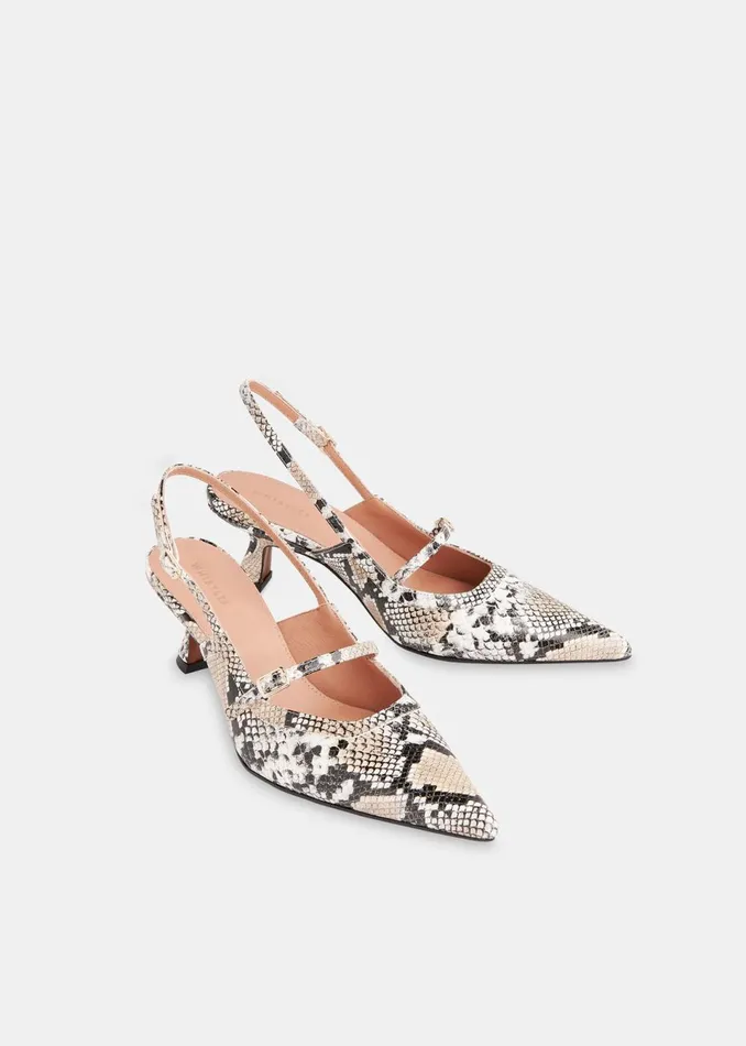 Women Heels Whistles Black Nila Snake Slingback Heel