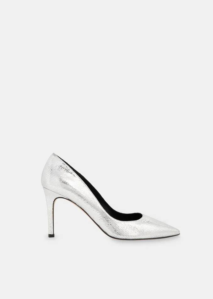 Women Heels Whistles Silver Corie Textured Heeled Pump