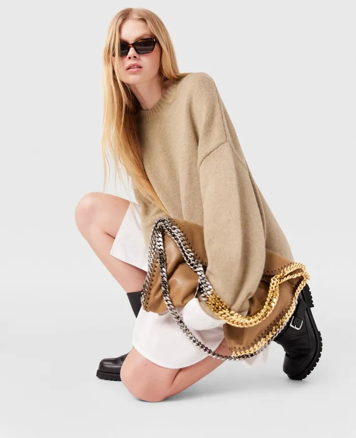 Women Iconic Falabella Stella McCartney Falabella FoldOver Tote Bag Pecan Brown