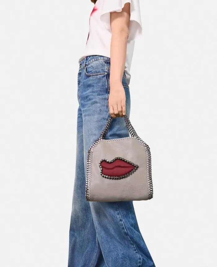 Women Iconic Falabella Stella McCartney Falabella Lips Mini Tote Bag Grey