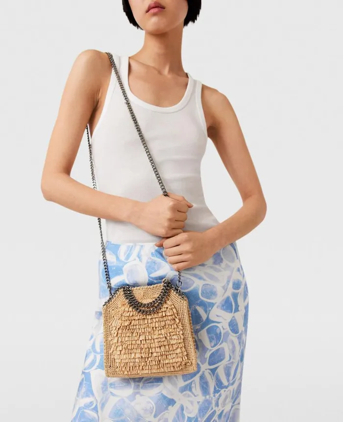 Women Iconic Falabella Stella McCartney Falabella Raffia Tiny Tote Bag Natural