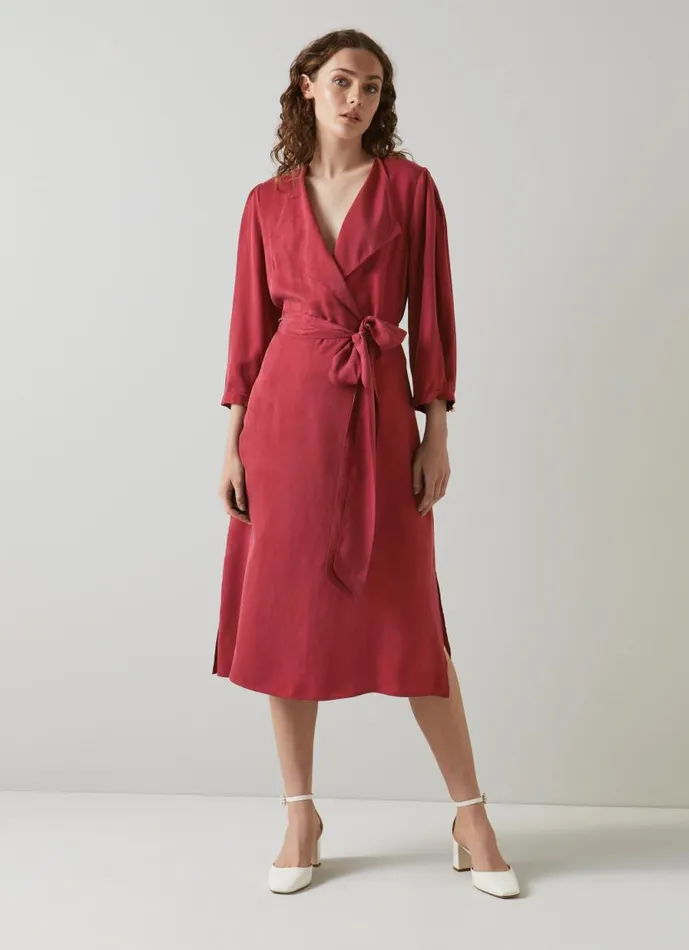 Women Iris Red Fluid Midi Dress Red Dahlia LKBennett Dresses