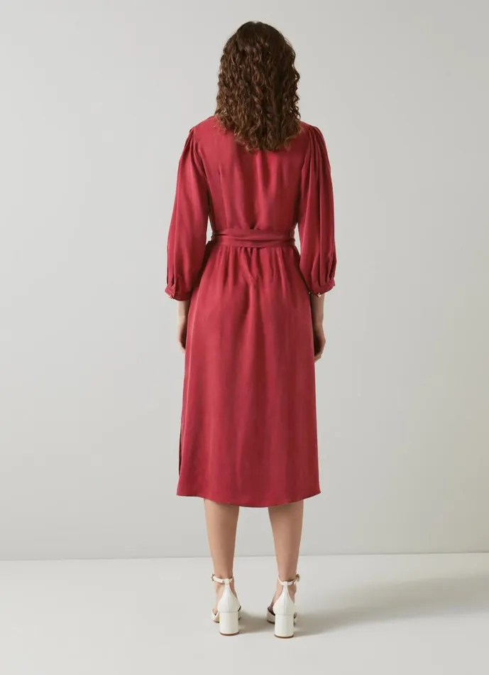 Women Iris Red Fluid Midi Dress Red Dahlia LKBennett Dresses Women Iris Red Fluid Midi Dress Red Dahlia LKBennett Dresses