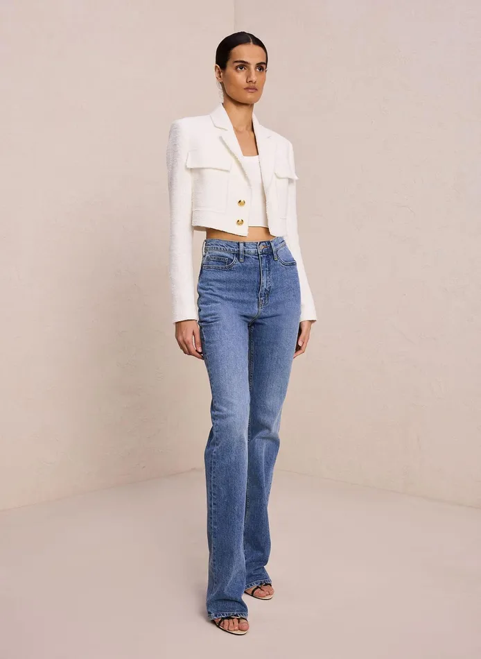 Women Jackets and Coats ALC Banks Cotton Tweed Jacket White