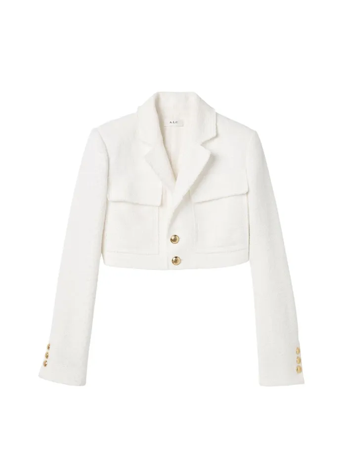 Women Jackets and Coats ALC Banks Cotton Tweed Jacket White