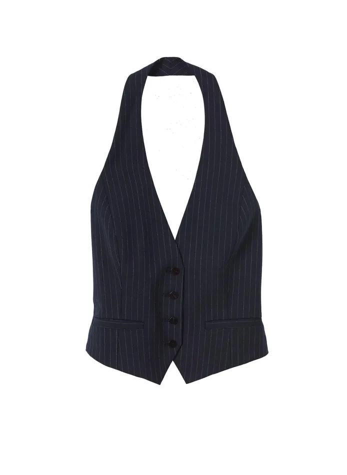 Women Jackets and Coats ALC Woodson Pinstripe Vest Navy